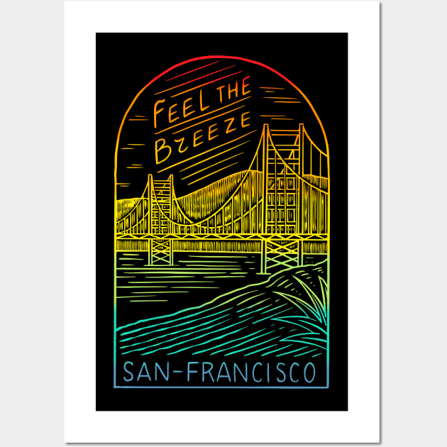 The San Francisco Bridge - California Art - Golden Gate Bridge Line Art Wall Art by edwardechoblue